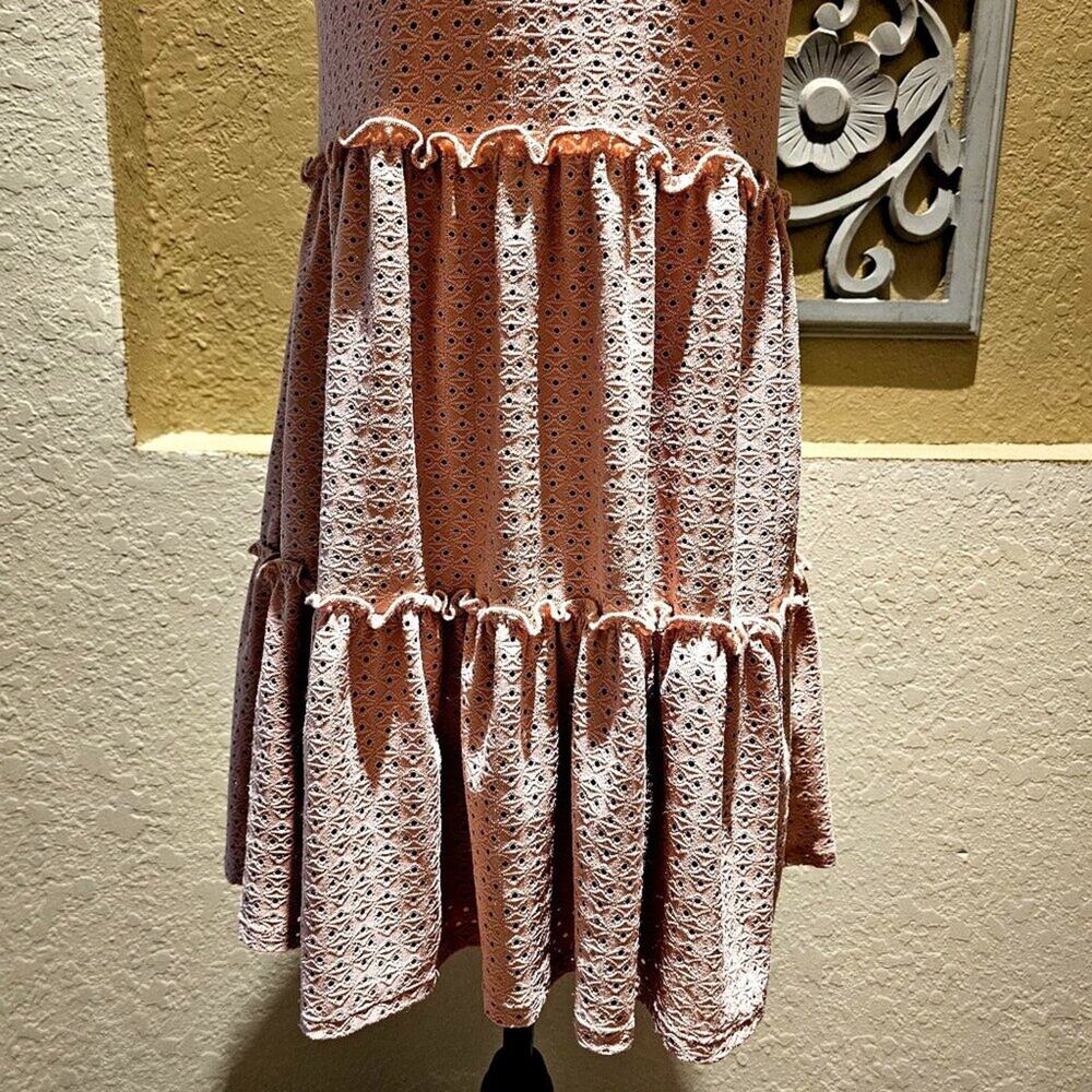 Speechless Pink Sleeveless S Tiered Babydoll Eyelet Dress Back Keyhole Detail - Picture 8 of 8